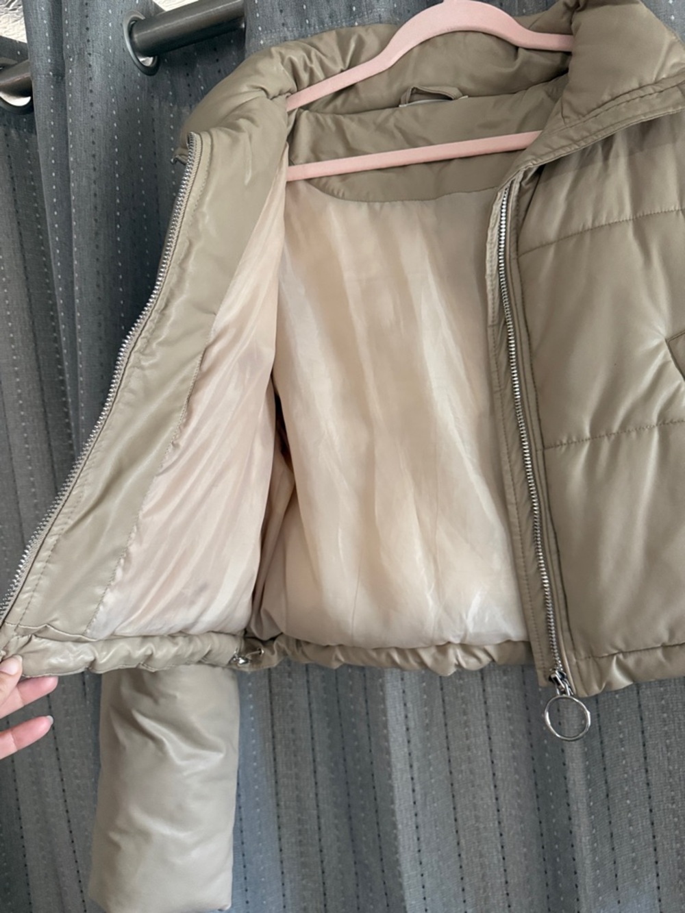 12th Tribe Cropped Puffer Jacket in Beige - Picture 4 of 10